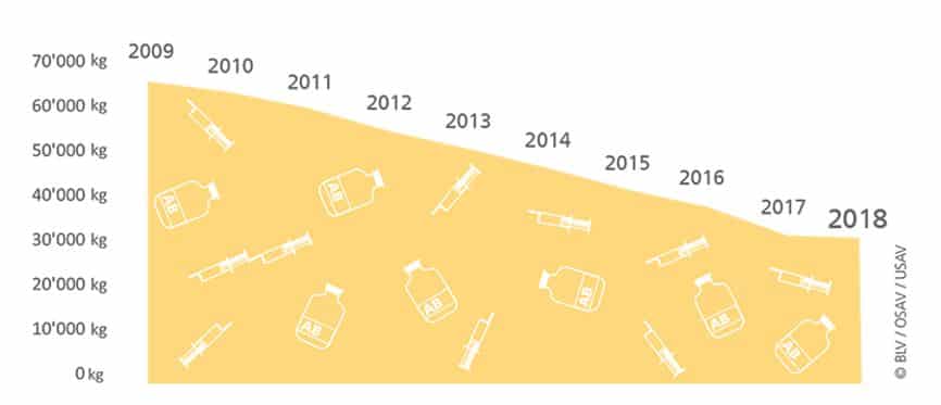 Dans la médecine vétérinaire, la consommation d’antibiotiques est en baisse constante dans les élevages suisses.